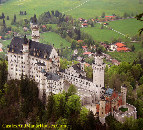 Neuschwanstein Castle, Above the village of Hohenschwangau, Bavaria, Germany. - www.castlesandmanorhouses.com