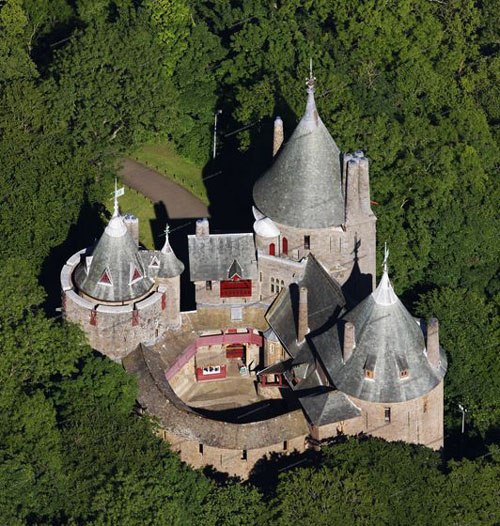 The Red Castle (Castell Coch) situated on a hillside above the village of Tongwynlais, to the north of Cardiff, Wales - www.castlesandmanorhouses.com